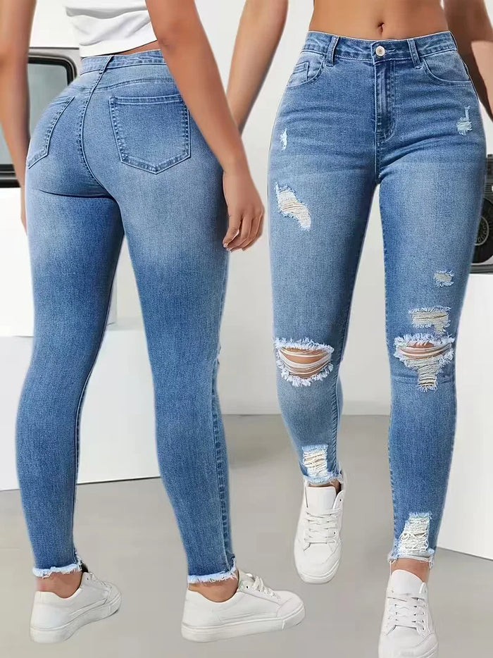 Distressed Skinny Ankle Jeans
