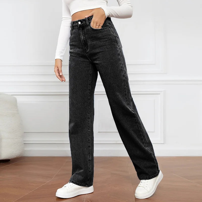 Washed Straight-Leg Jeans